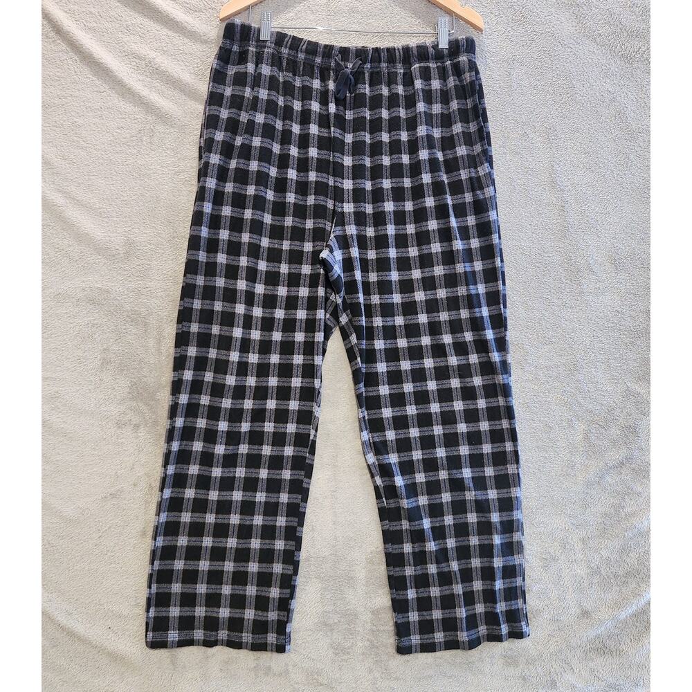 Nautica Sleepwear Mens Navy Blue Plaid Fleece Sleep Pants Size Large Cozy